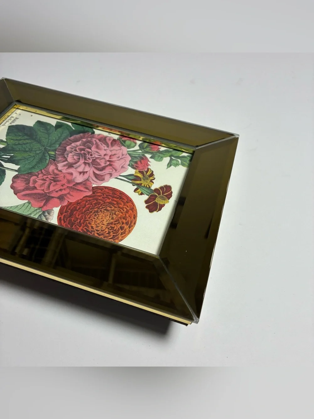 West Emory Gold Glass Picture Frame 6x8 Botanical Floral Flower Freestanding